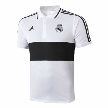 2019-20 Real Madrid White&Black Men's Football Polo Shirt