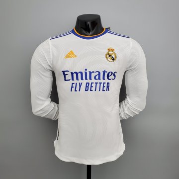 #Player Version Real Madrid 2021-22 Home Long Sleeve Men's Soccer Jerseys
