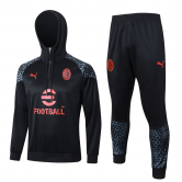 #Hoodie AC Milan 2023-24 Black Soccer Training Suit Men's
