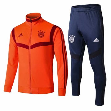 2019-20 Bayern Munich High Neck Orange Men's Football Training Suit(Jacket + Pants)