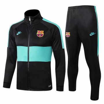 2019-20 Barcelona High Neck Black/Green Men's Football Training Suit(Jacket + Pants)