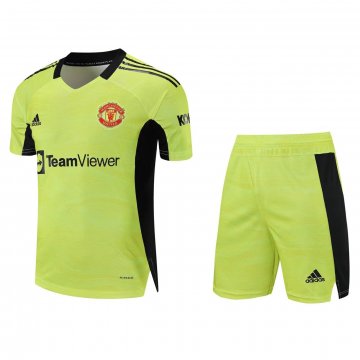 Manchester United 2021-22 Goalkeeper Green Soccer Jerseys + Shorts Men's