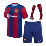 Barcelona 2023/24 Home Soccer Jerseys + Short + Socks Men's