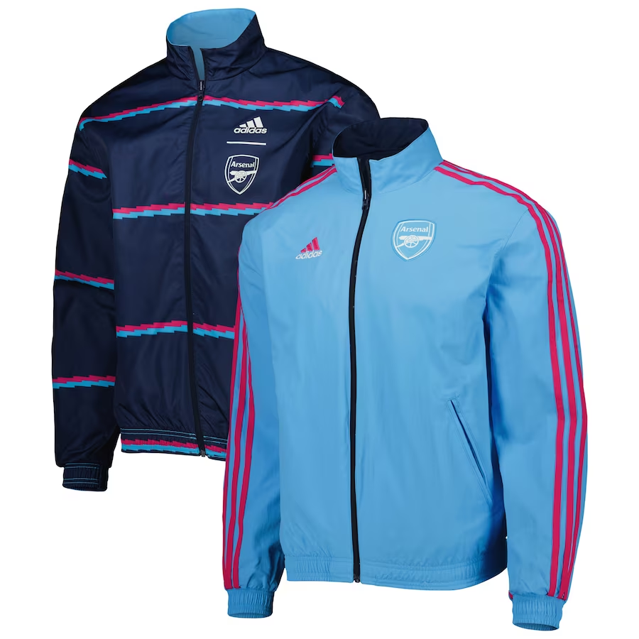 Arsenal 2023-24 On-Field Team Logo Anthem Reversible Blue&Navy Full-Zip Soccer Windrunner Jacket Men's