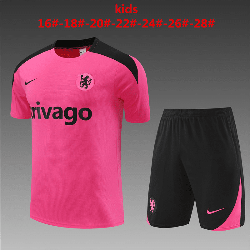 Chelsea 2024-25 Pink Soccer Jerseys + Short Kid's