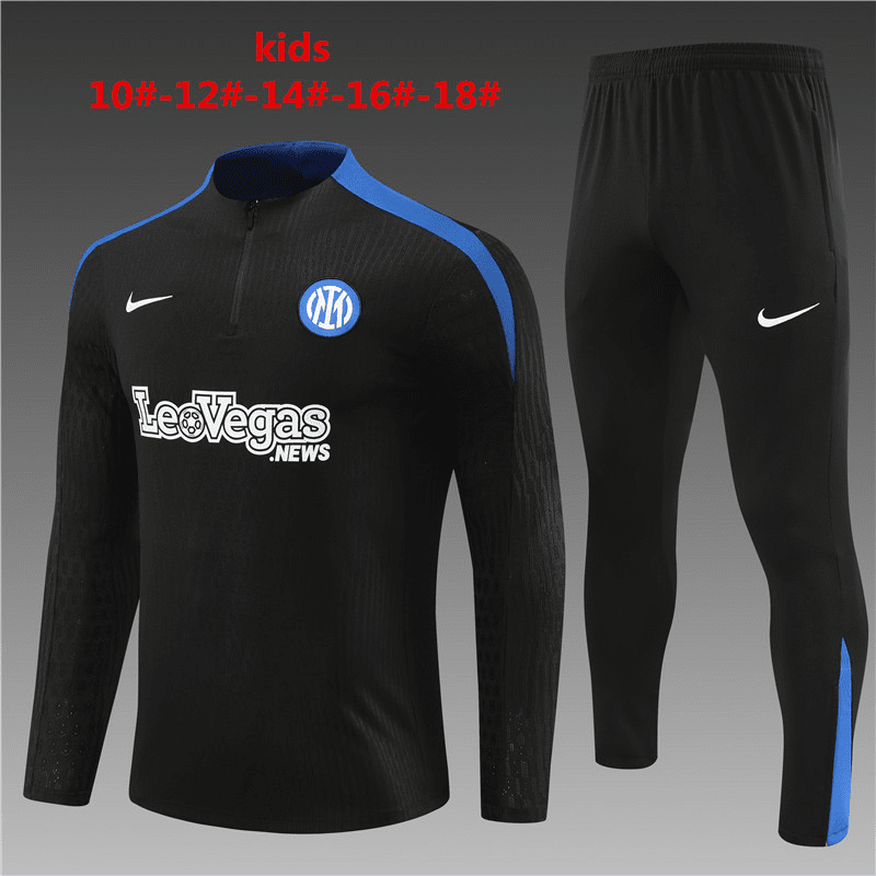 Inter Milan 2024-25 Black Soccer Training Suit Kid's